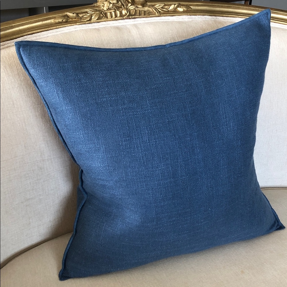 NWT: West Elm Classic Solid Blue Square Throw Linen Pillows (2)